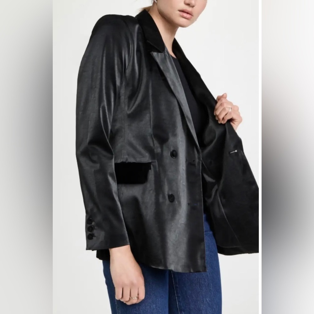 BLANKNYC Women’s Large Vegan Leather Double Breasted Blazer | Black - Picture 10 of 10